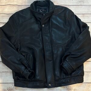 Remy Lambskin Bomber Men's Black Leather Jacket Size 44